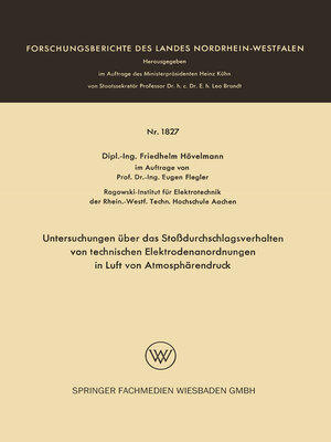 cover image of Untersuchungen über das Stoßdurchschlagsverhalten von technischen Elektrodenanordnungen in Luft von Atmosphärendruck
